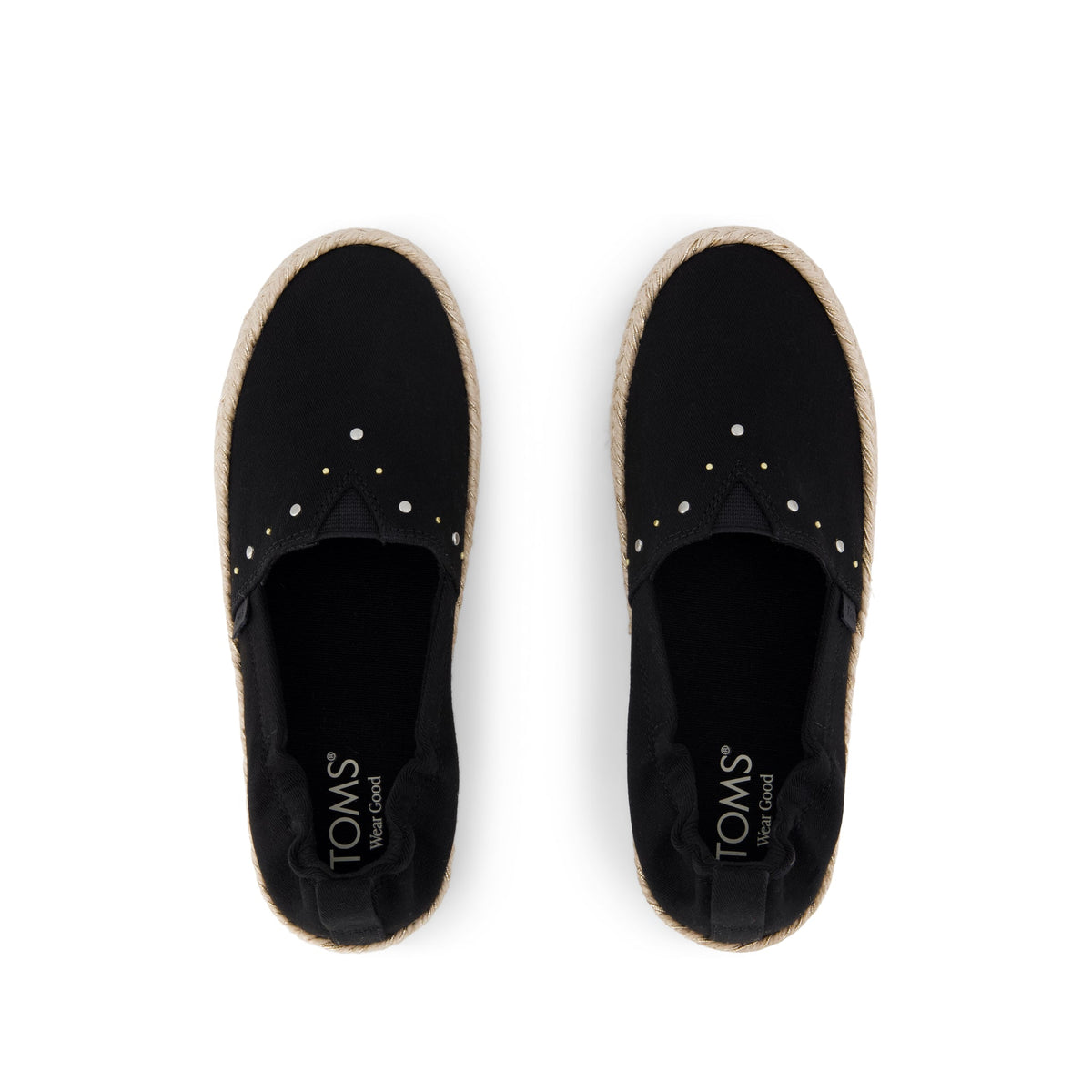 Valencia Platform Kids Espadrille - Black Brushed Twill Top View