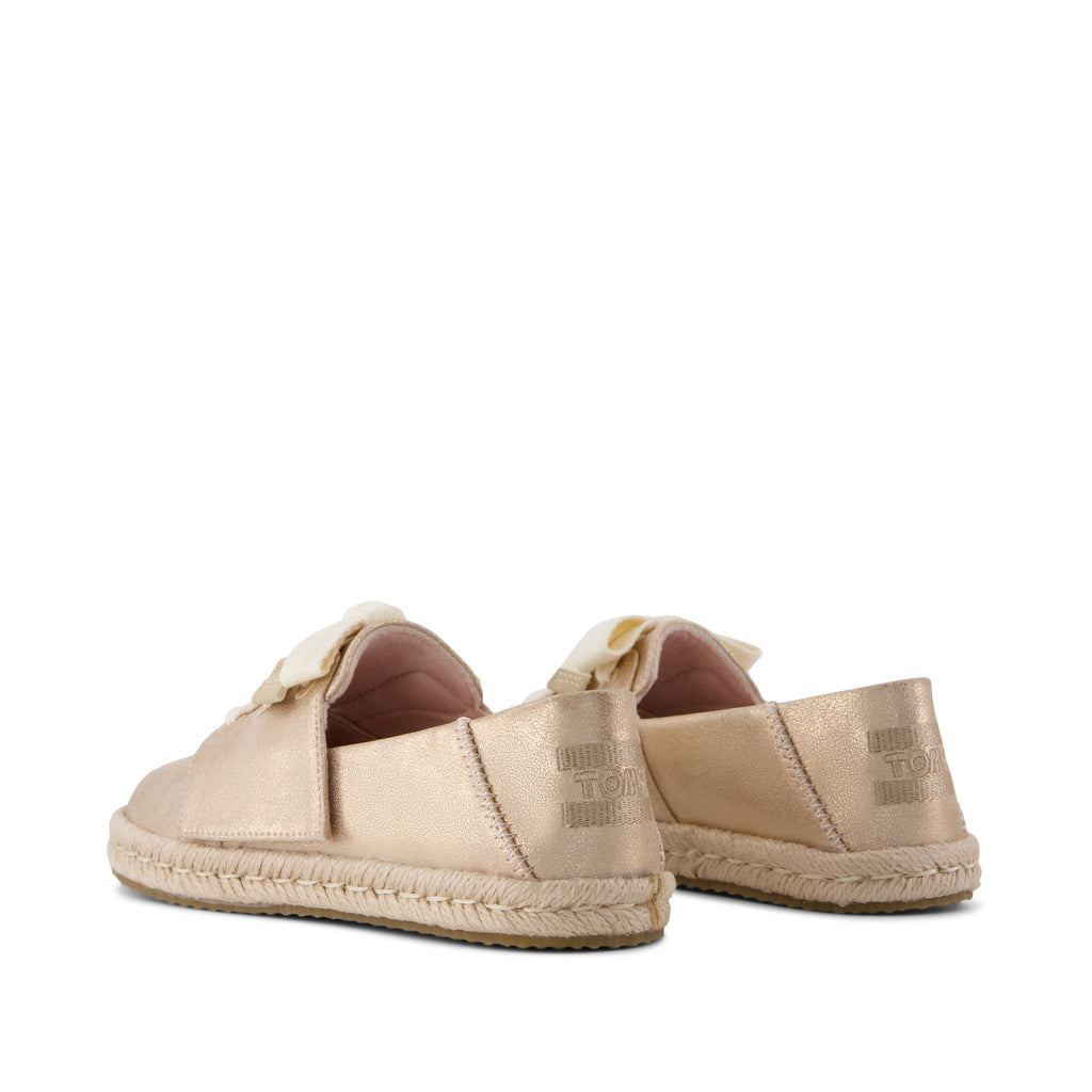 Carolina Lace-Up Kids Espadrille - Seashell Metallic Faux Leather Back View