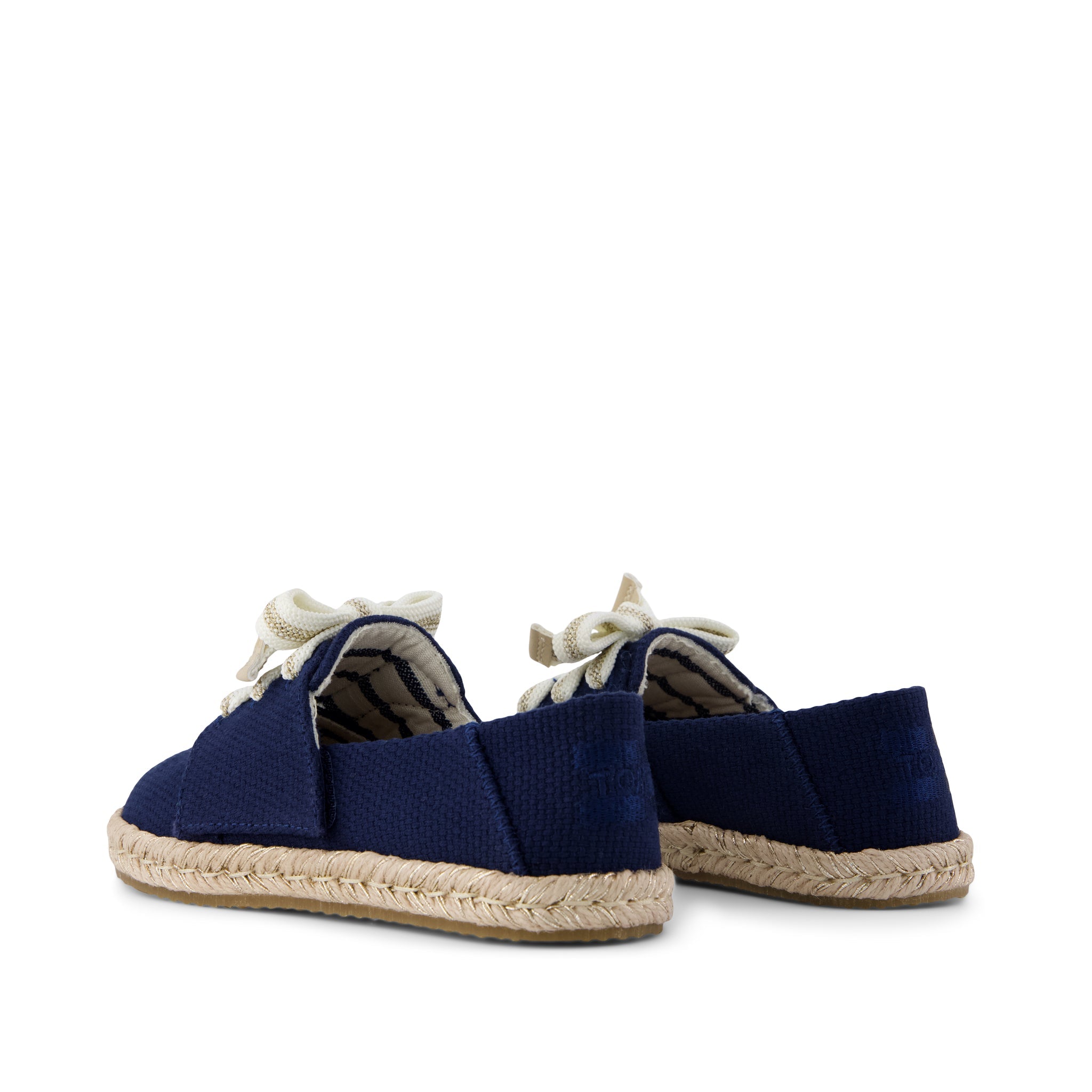 Carolina Lace-Up Kids Espadrille - Navy Beachside Woven Back View