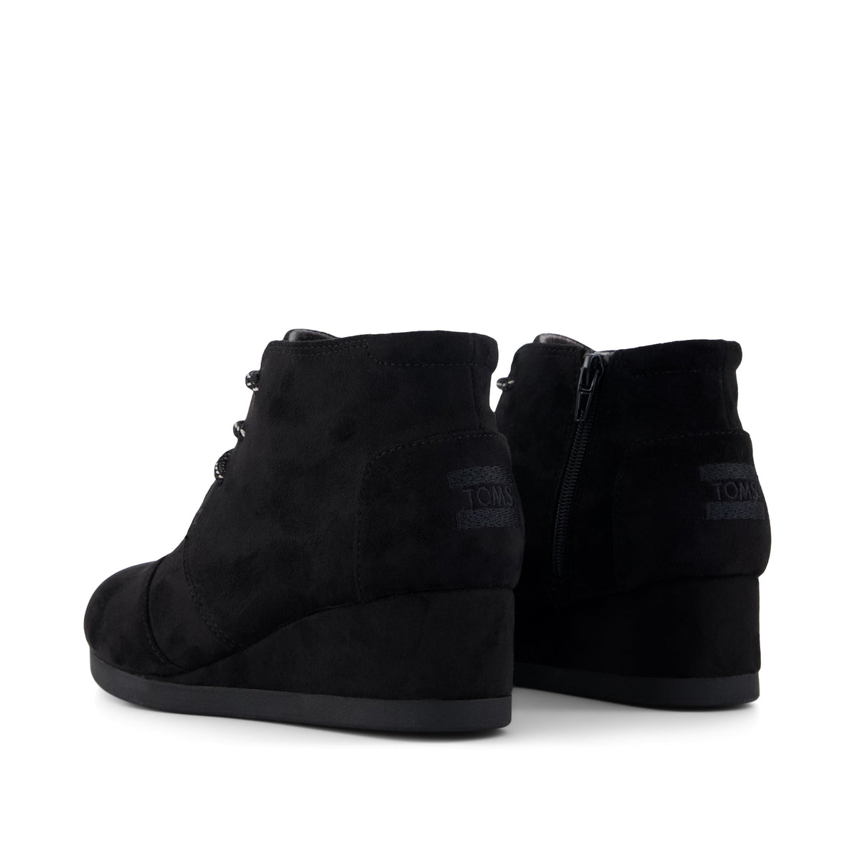 Desert Wedge Kids Boot - Black Microsuede Back View