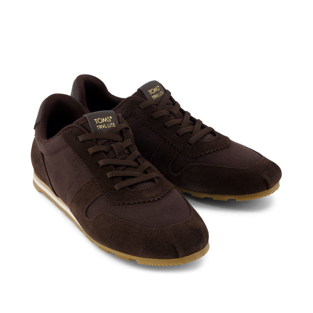 TRVL Lite Palisade Sneaker - Water Repellent Chocolate Vintage Twill Front View