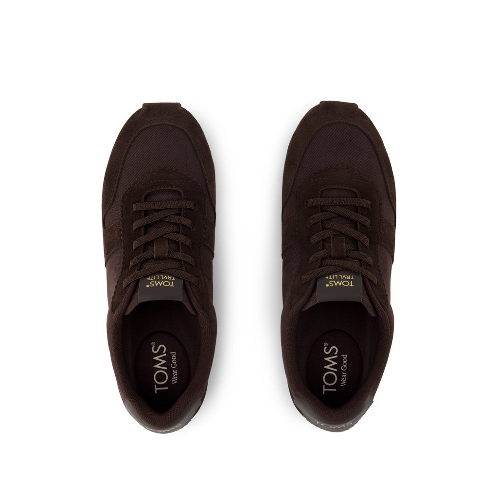 TRVL Lite Palisade Sneaker - Water Repellent Chocolate Vintage Twill Top View