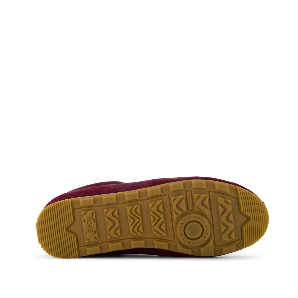 TRVL Lite Palisade Sneaker - Water Repellent Burgundy Vintage Twill Bottom Sole View