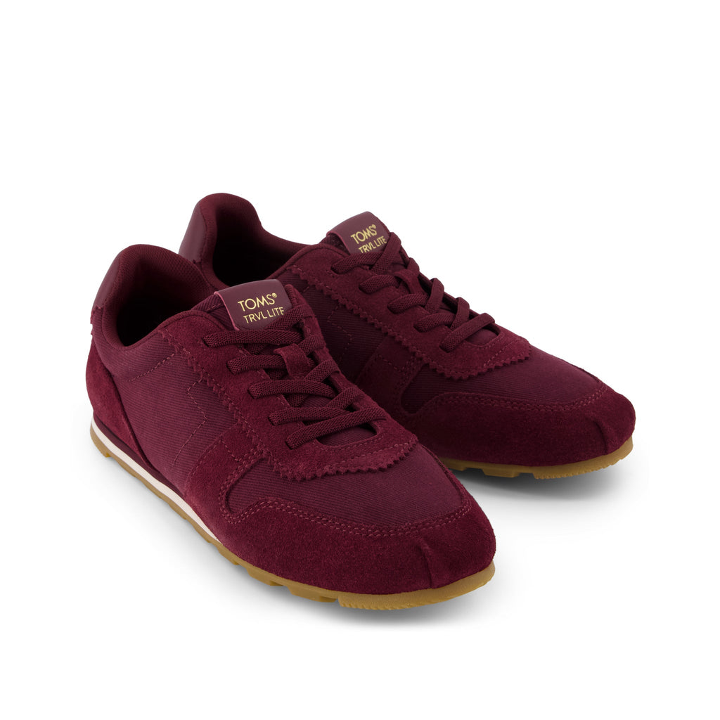 TRVL Lite Palisade Sneaker - Water Repellent Burgundy Vintage Twill Front View