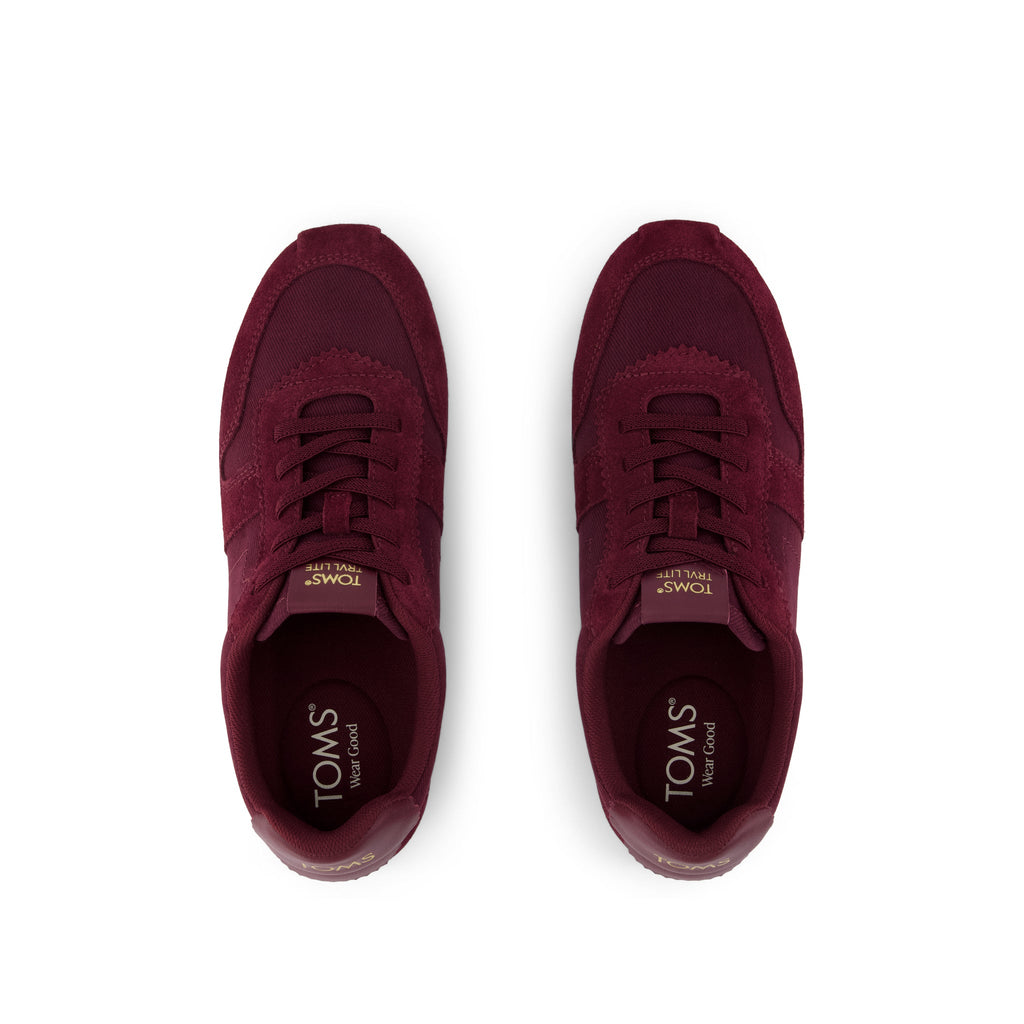 TRVL Lite Palisade Sneaker - Water Repellent Burgundy Vintage Twill Top View