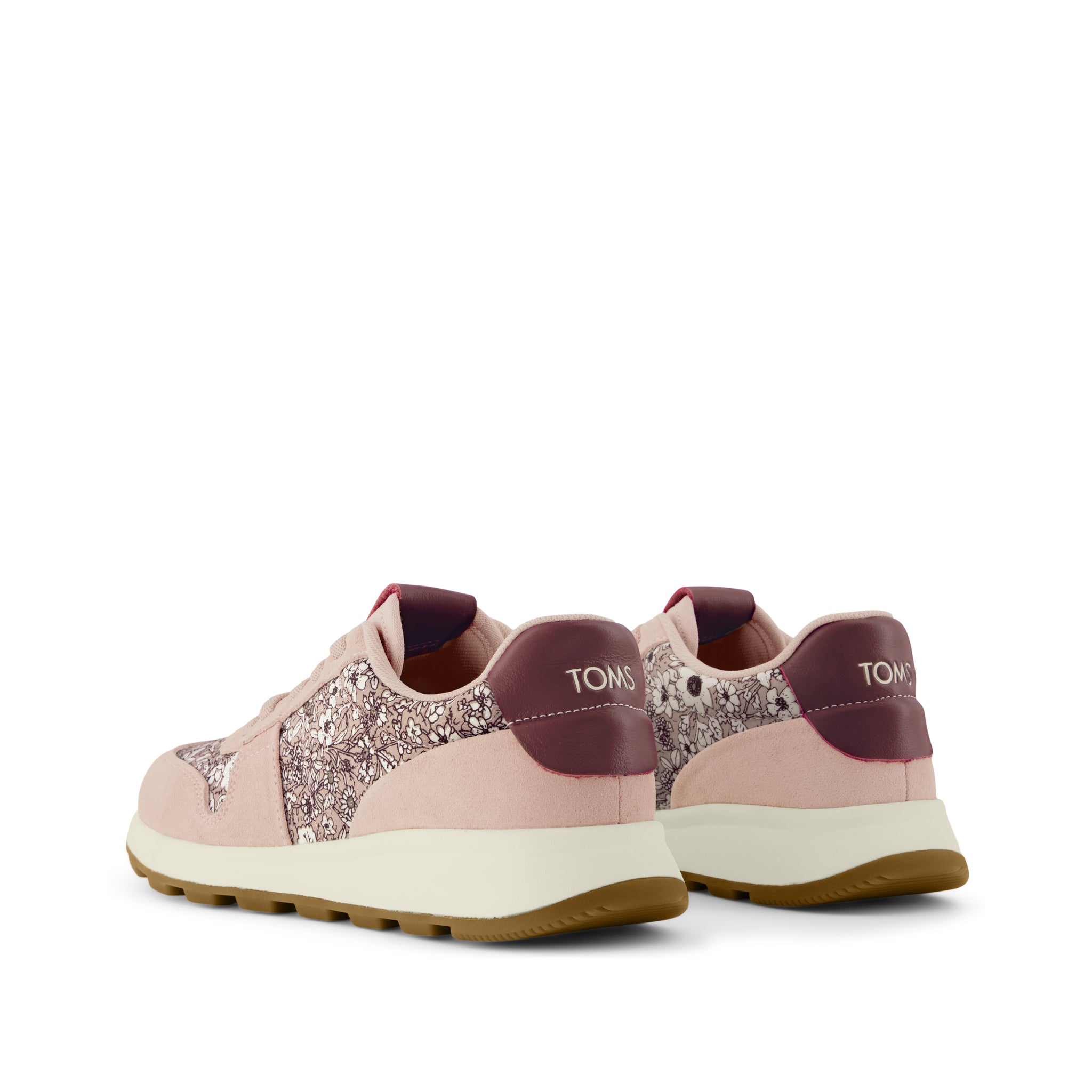 TRVL LITE Retro Runner Sneaker - Water Repellent Seashell Floral Print Back View