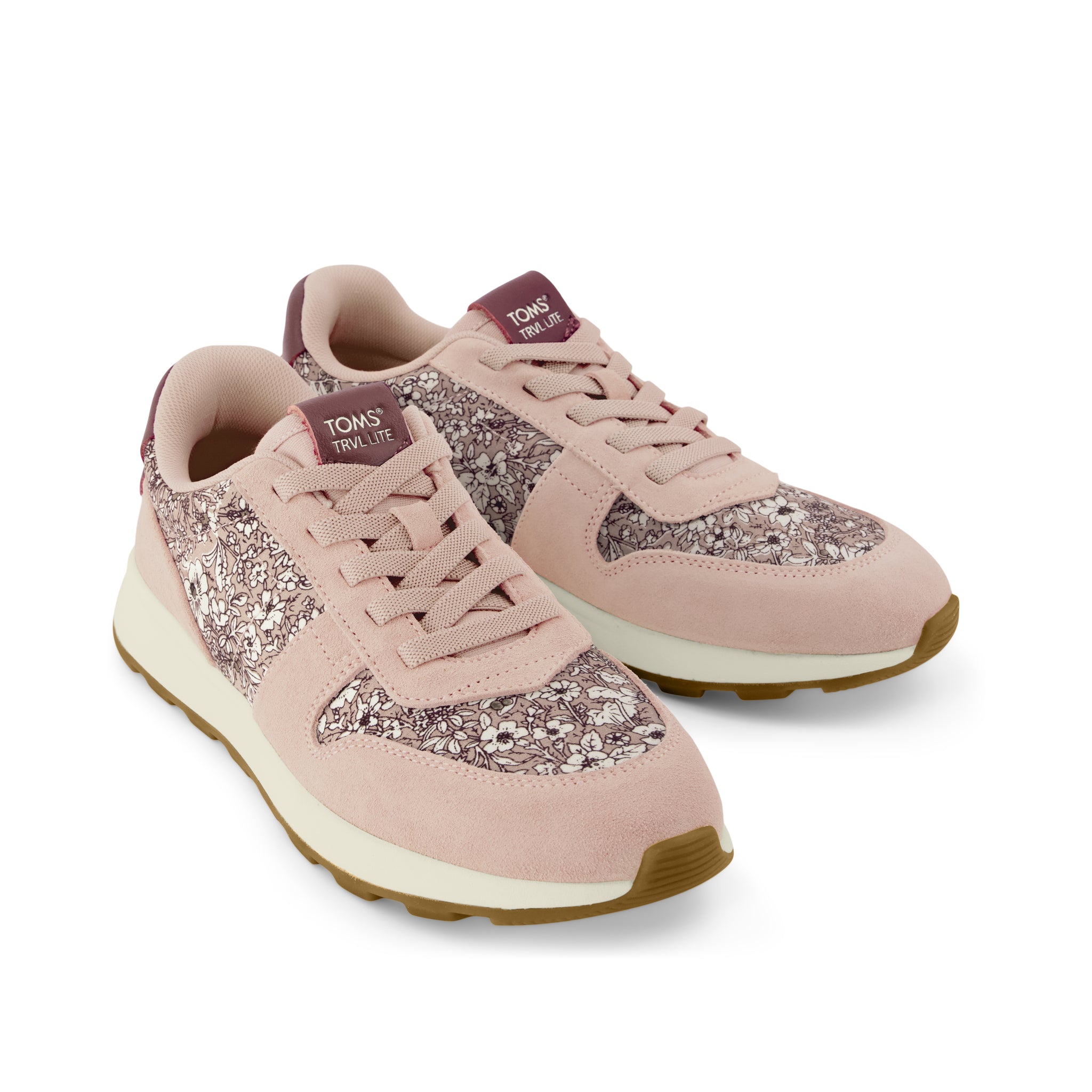 TRVL LITE Retro Runner Sneaker - Water Repellent Seashell Floral Print Front View