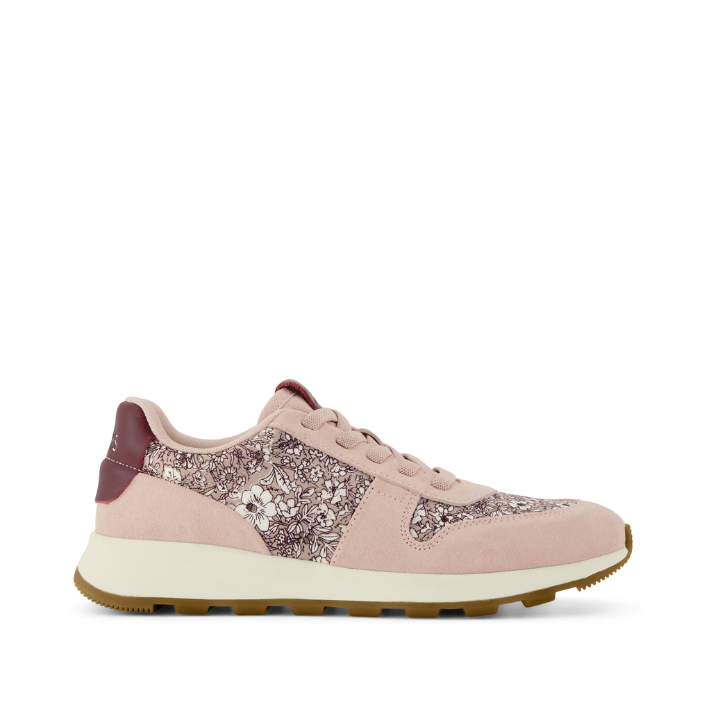 TRVL LITE Retro Runner Sneaker - Water Repellent Seashell Floral Print Side View
