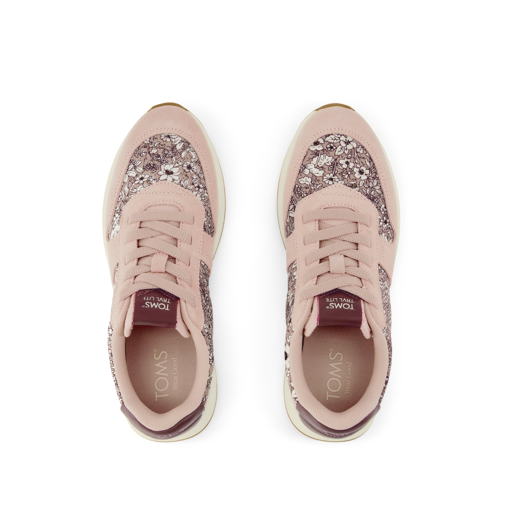 TRVL LITE Retro Runner Sneaker - Water Repellent Seashell Floral Print Top View
