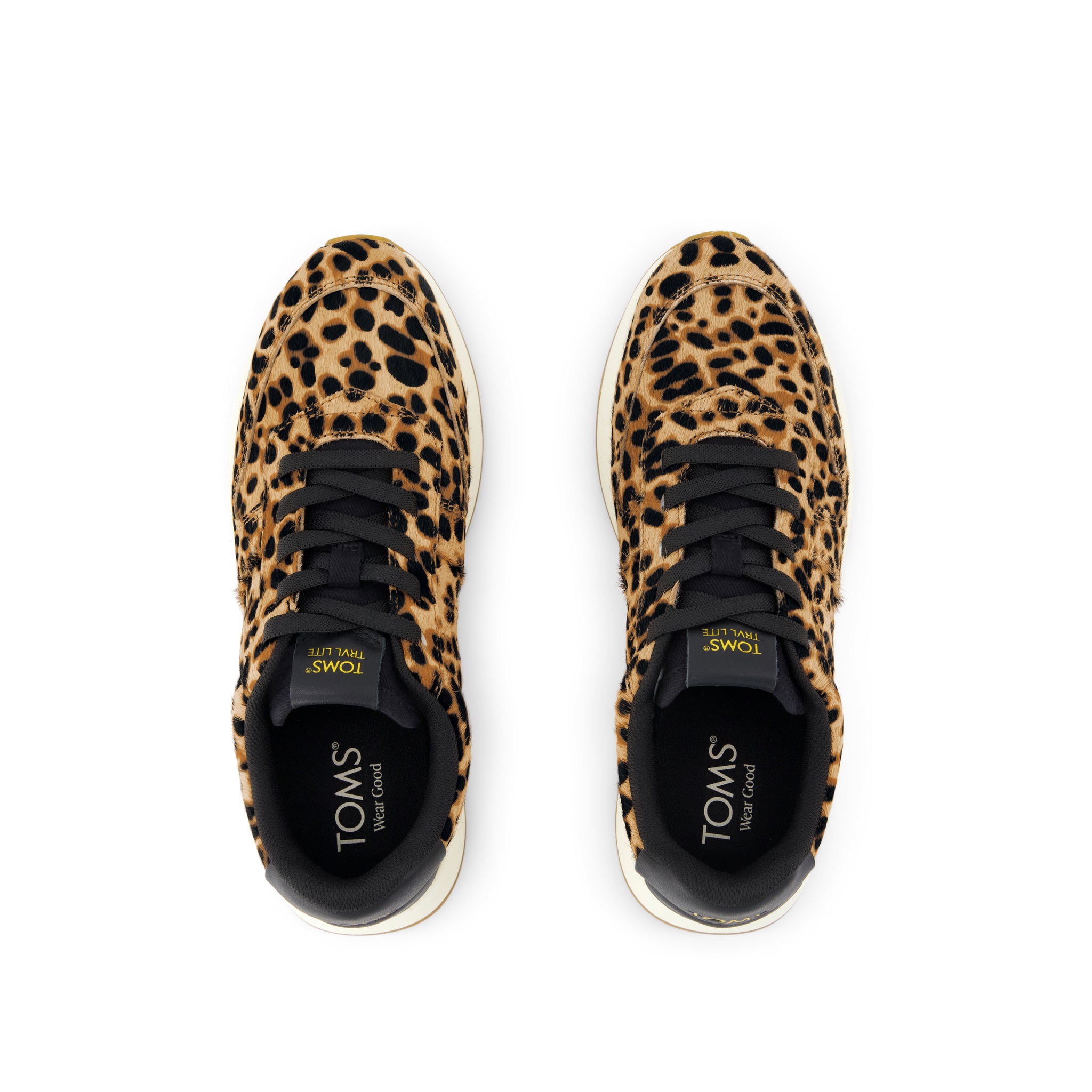 TRVL LITE Retro Runner Sneaker - Brown Sugar Leopard Print Hair Leather Top View