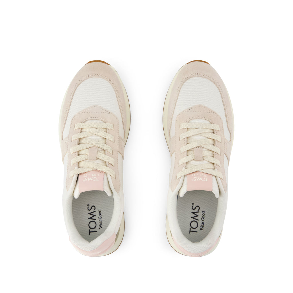 TRVL LITE Retro Runner Sneaker - Water Repellent Cream Vintage Twill Top View