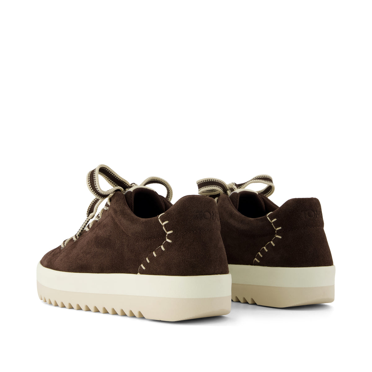 Rea Lace-Up Platform Sneaker - Chocolate Brown Suede Back View