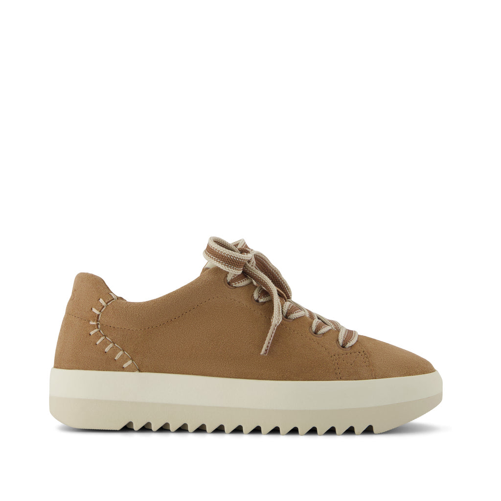 Rea Lace-Up Platform Sneaker - Toffee Suede Side View