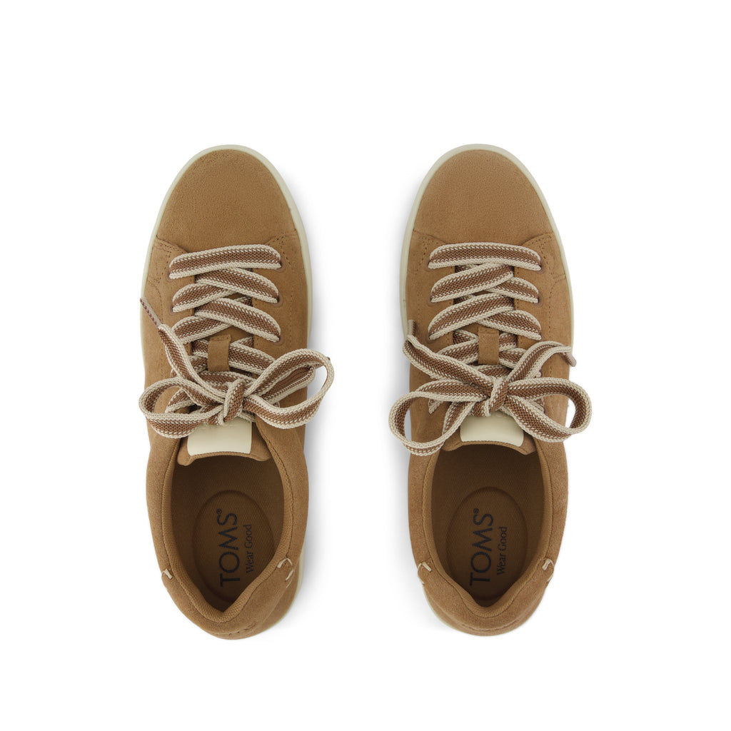 Rea Lace-Up Platform Sneaker - Toffee Suede Top View