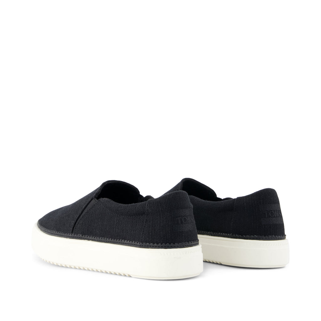 Emily Slip On Sneaker - Black Heritage Canvas Back View
