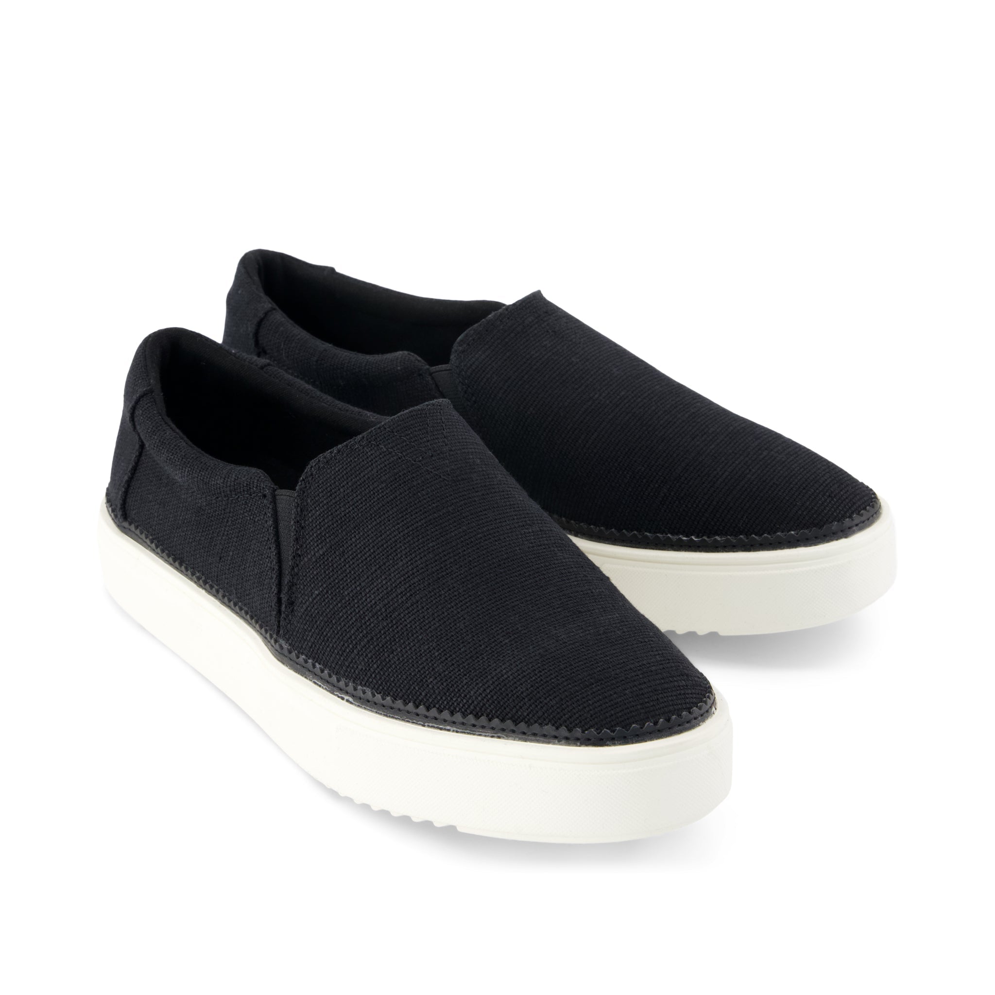 Emily Slip On Sneaker - Black Heritage Canvas Front View