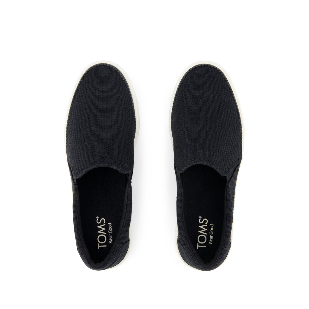 Emily Slip On Sneaker - Black Heritage Canvas Top View