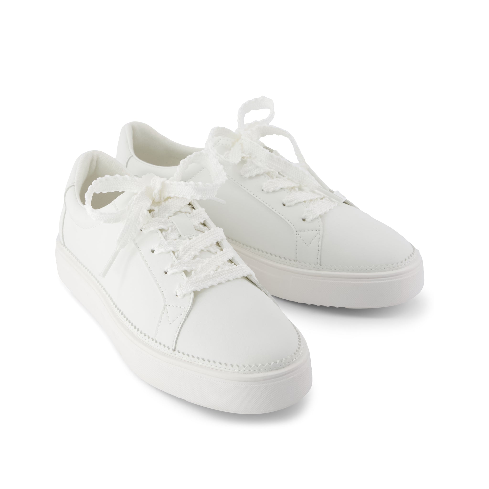 Izzy Lace-Up Sneaker - White Faux Leather Front View