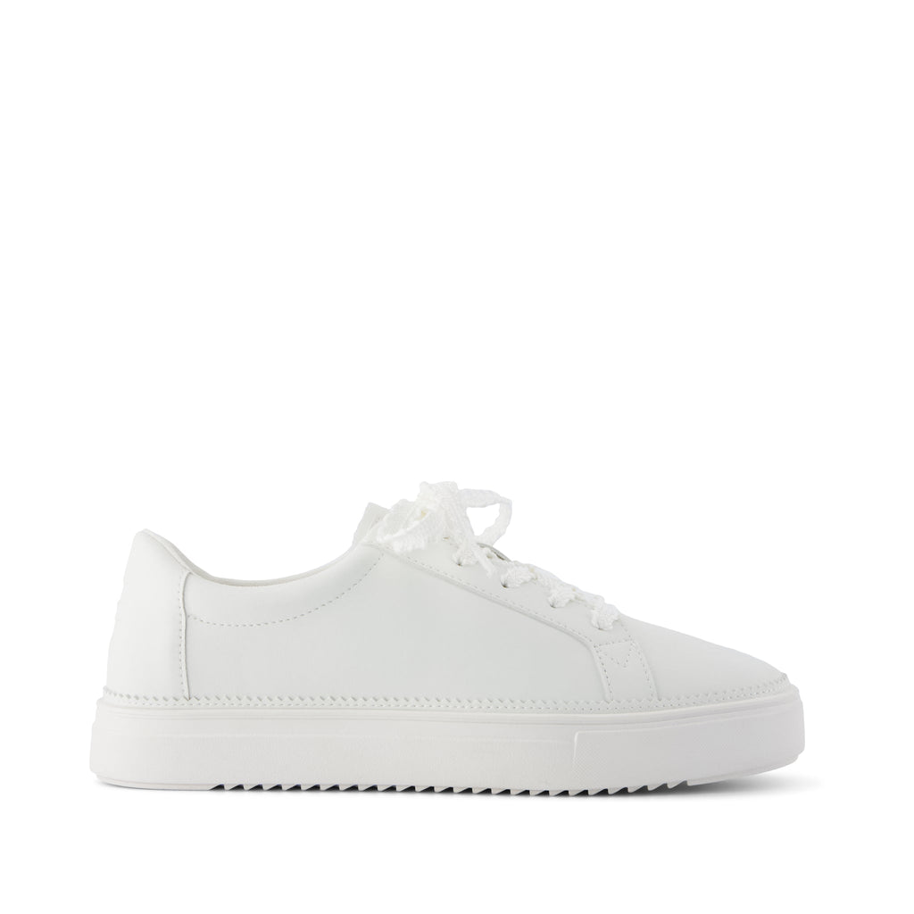 Izzy Lace-Up Sneaker - White Faux Leather Side View