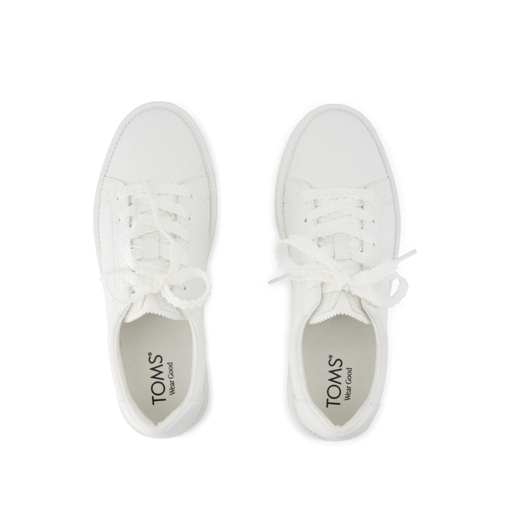 Izzy Lace-Up Sneaker - White Faux Leather Top View