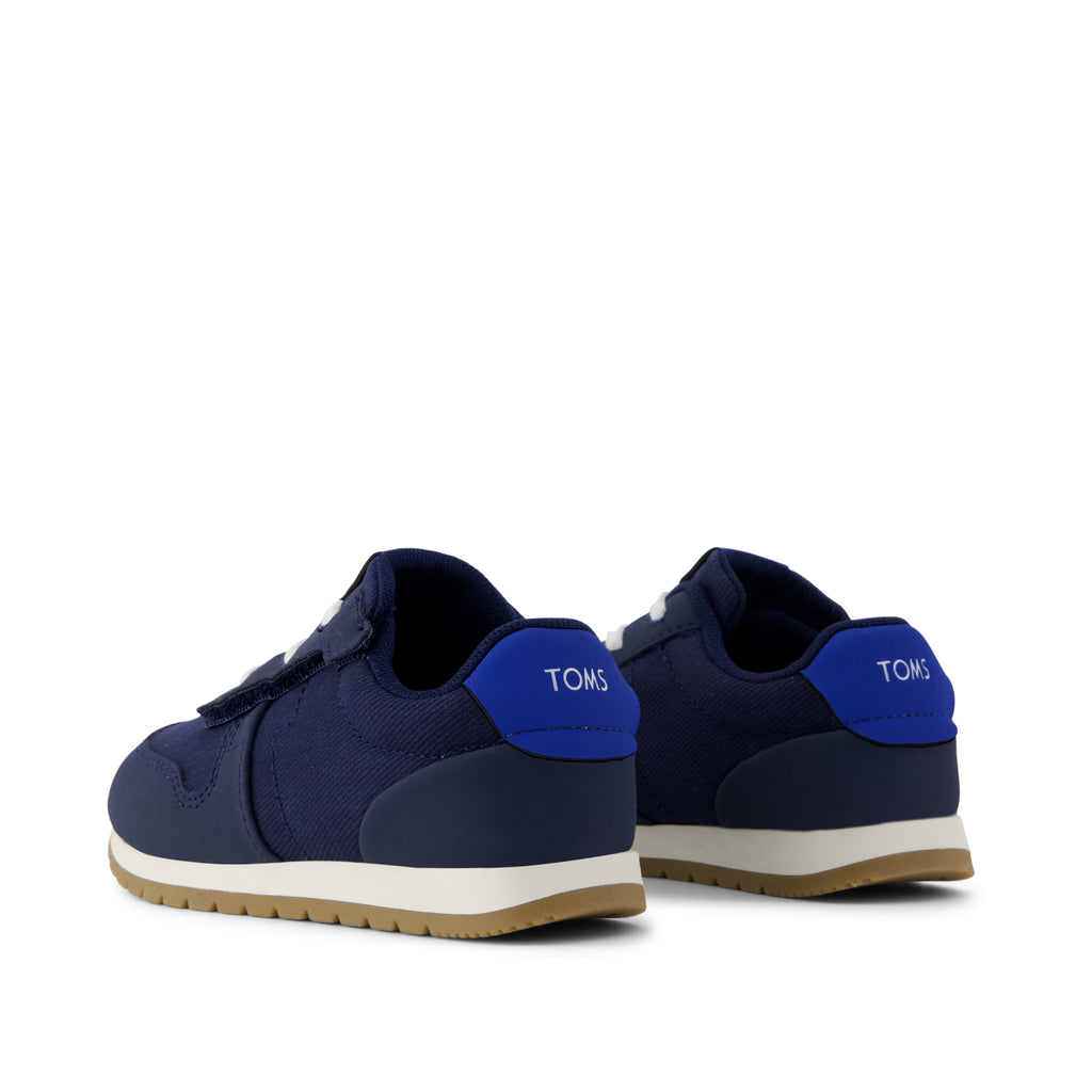 TRVL LITE Retro Runner Toddler Sneaker - Water Repellent Multi Navy Vintage Twill Back View