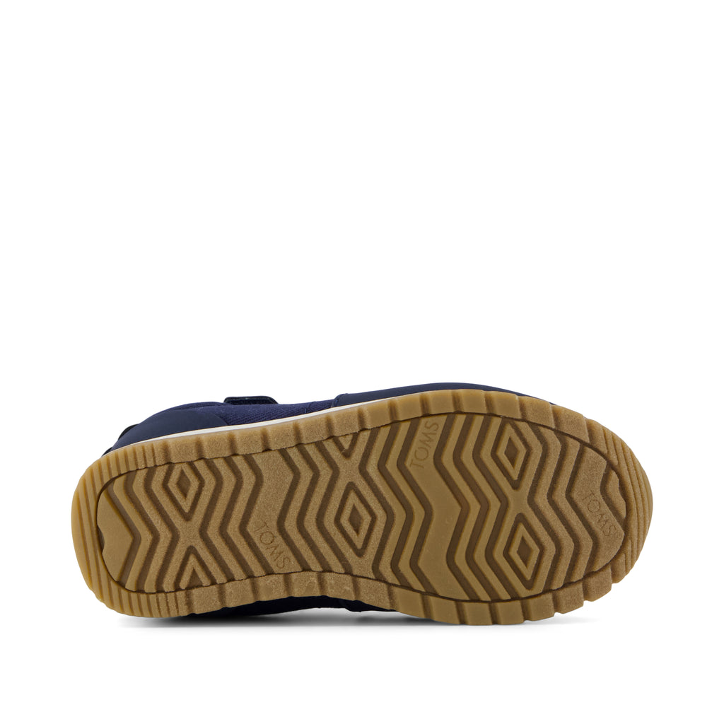TRVL LITE Retro Runner Toddler Sneaker - Water Repellent Multi Navy Vintage Twill Bottom Sole View
