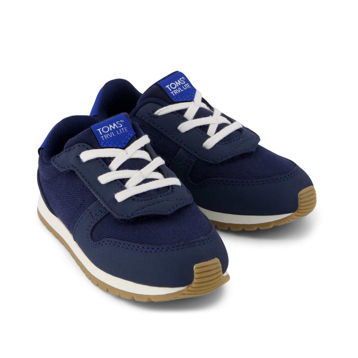 TRVL LITE Retro Runner Toddler Sneaker - Water Repellent Multi Navy Vintage Twill Front View