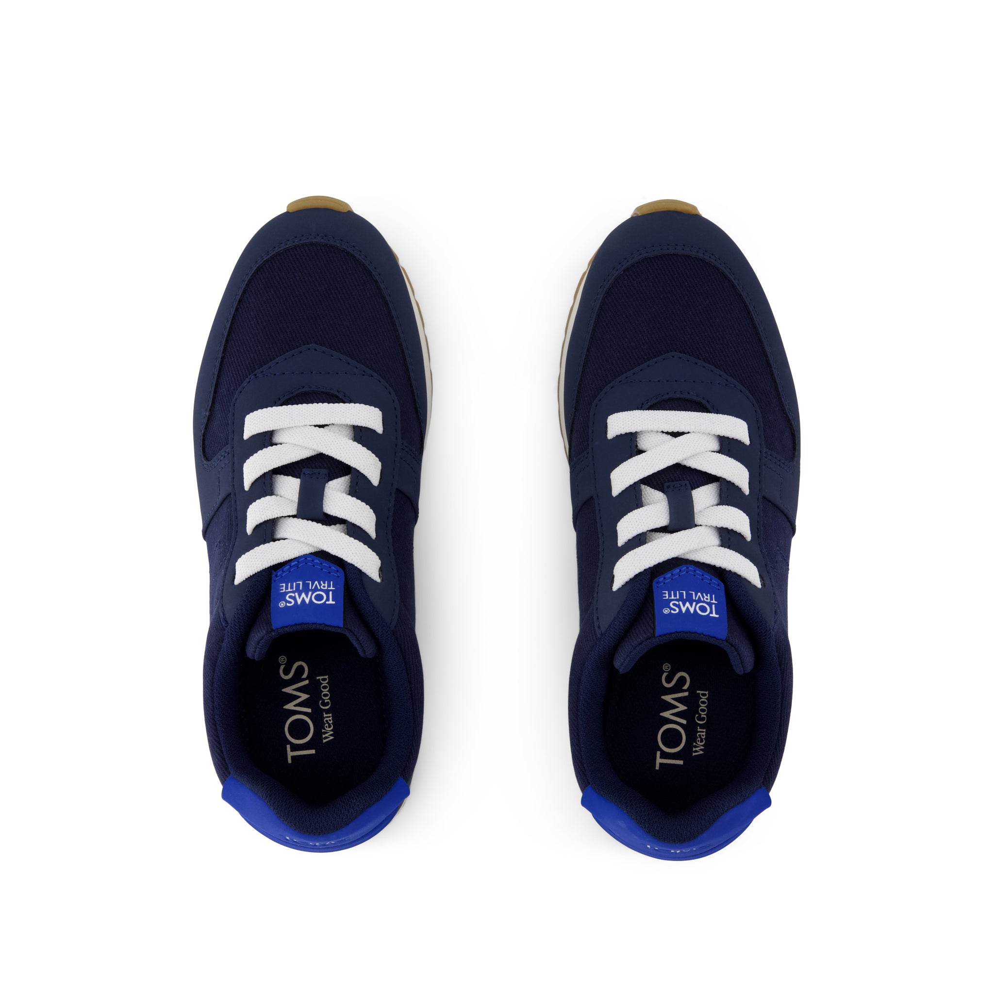 TRVL LITE Retro Runner Kids Sneaker - Water Repellent Multi Navy Vintage Twill Top View