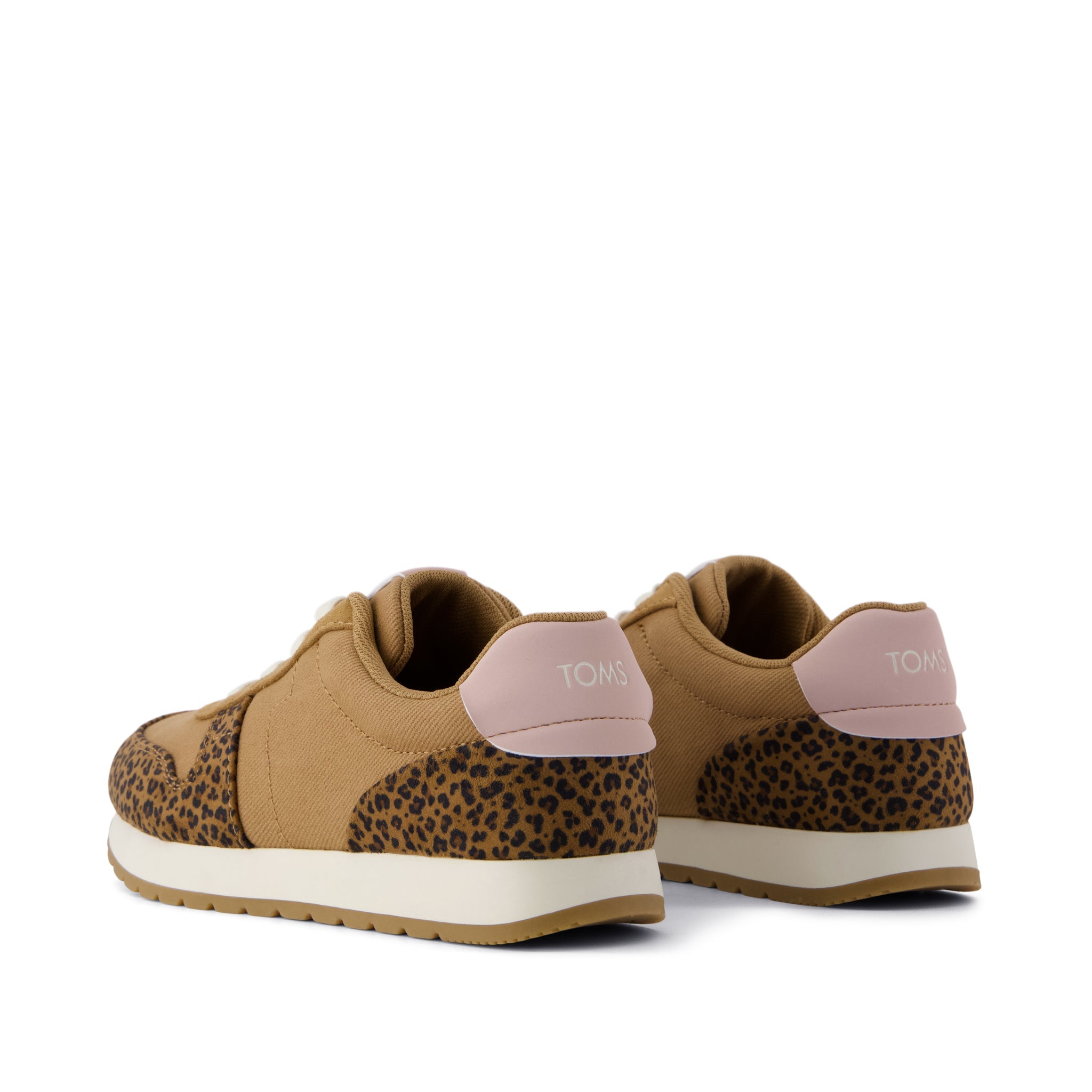 TRVL LITE Retro Runner Kids Sneaker - Water Repellent Toffee Leopard Vintage Twill Back View