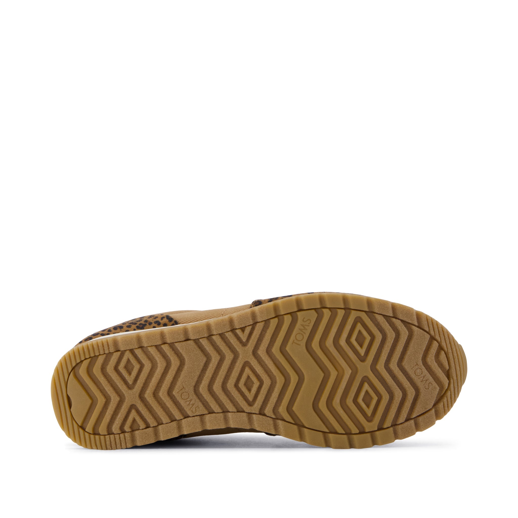 TRVL LITE Retro Runner Kids Sneaker - Water Repellent Toffee Leopard Vintage Twill Bottom Sole View
