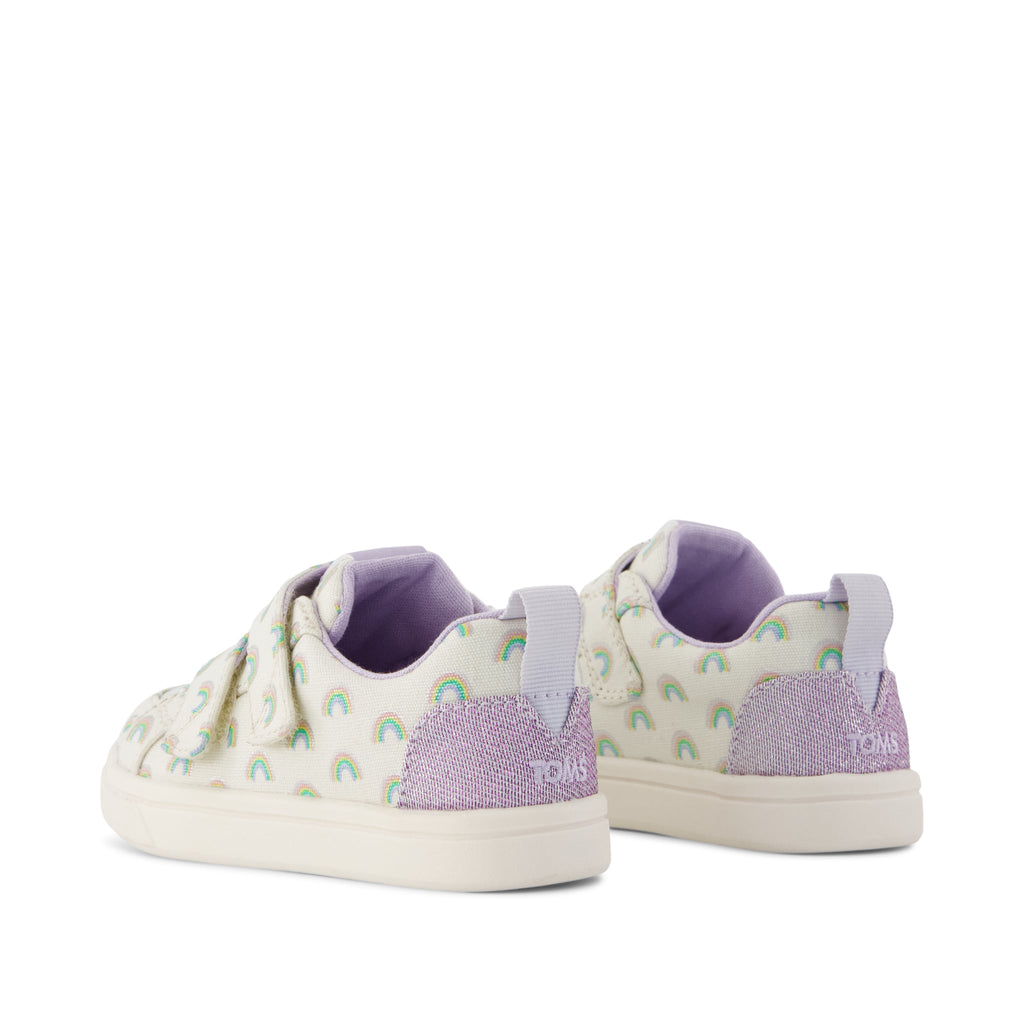 Cruz Double Strap Toddler Sneaker - Egret Foil Rainbows Back View