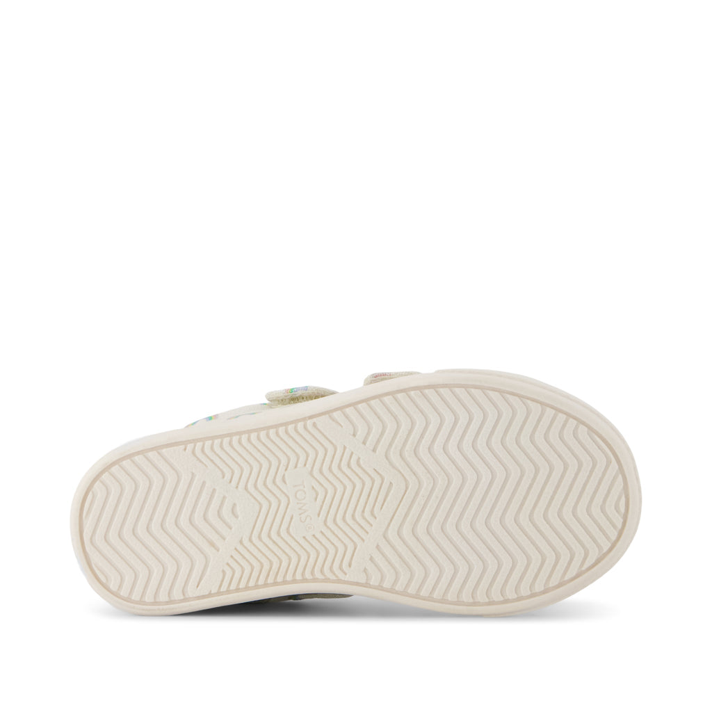 Cruz Double Strap Toddler Sneaker - Egret Foil Rainbows Bottom Sole View