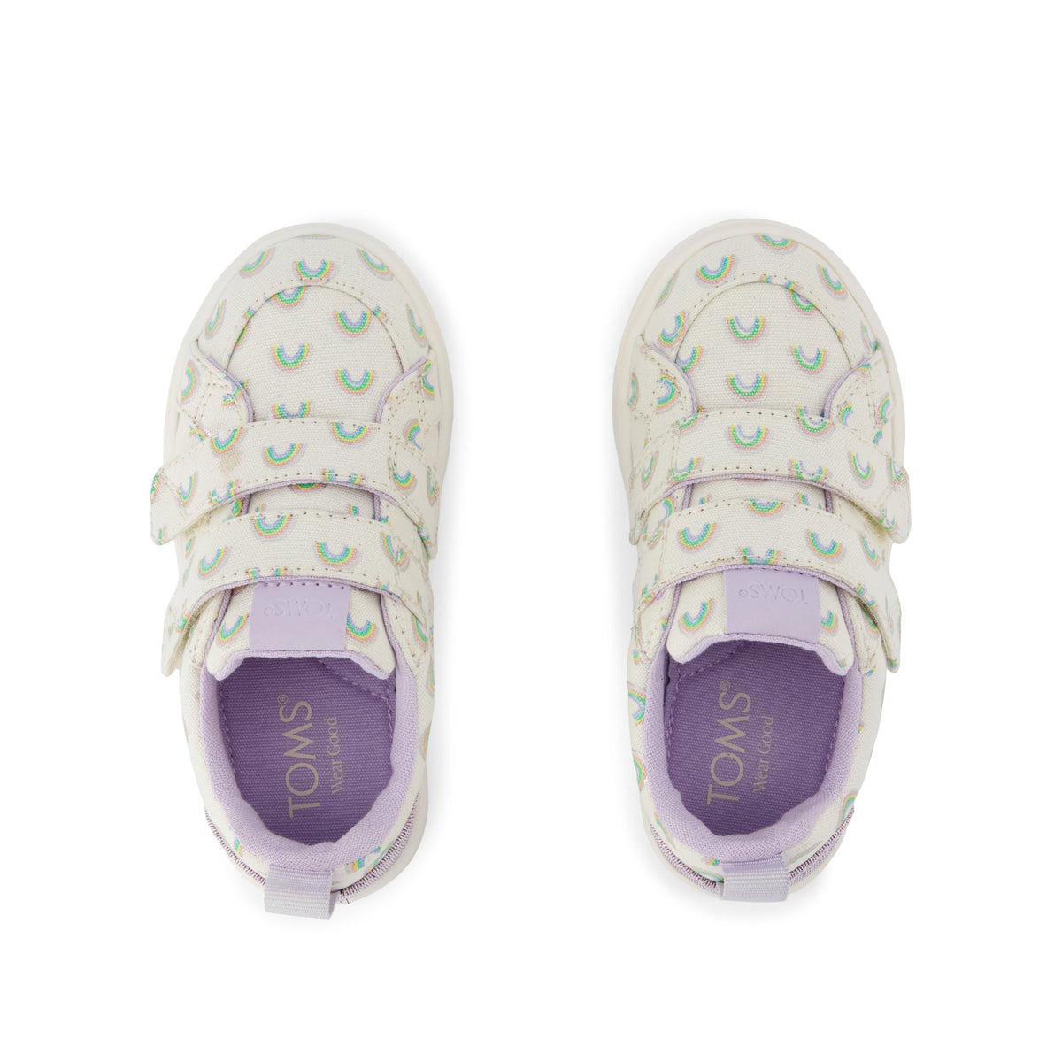 Cruz Double Strap Toddler Sneaker - Egret Foil Rainbows Top View