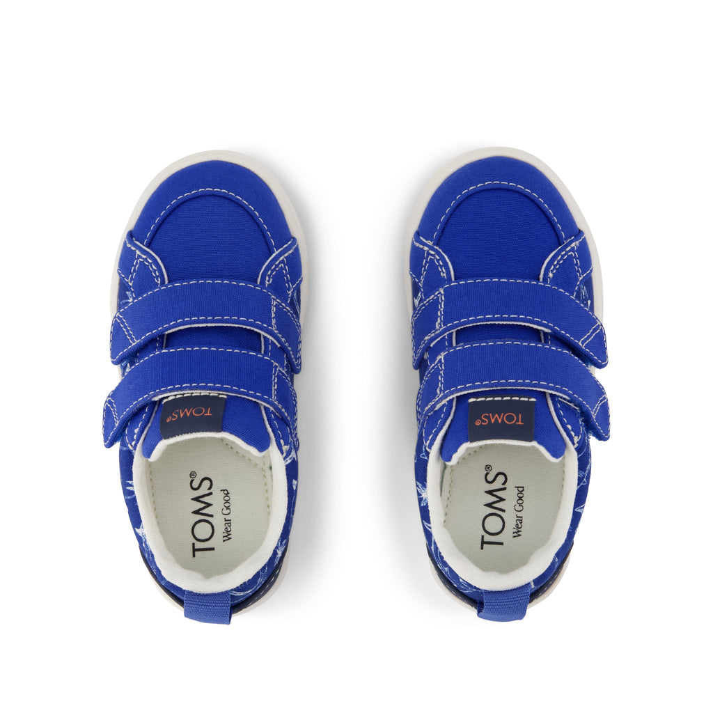 Cruz Double Strap Toddler Sneaker - Blue Iris Sharks Top View