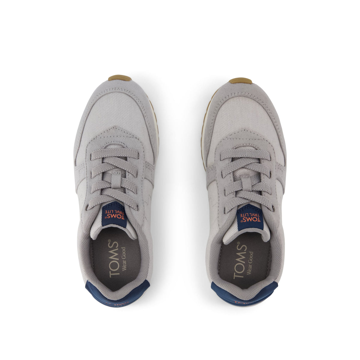 TRVL LITE Retro Runner Kids Sneaker - Water Repellent Drizzle Grey Vintage Twill Top View