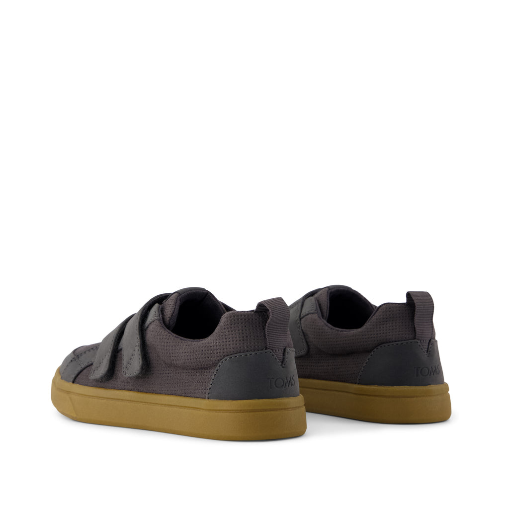 Cruz Double Strap Kids Sneaker - Forged Iron Deboss Suede Back View