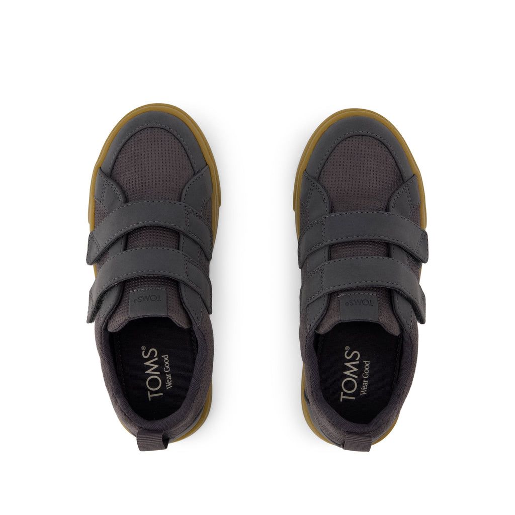 Cruz Double Strap Kids Sneaker - Forged Iron Deboss Suede Top View