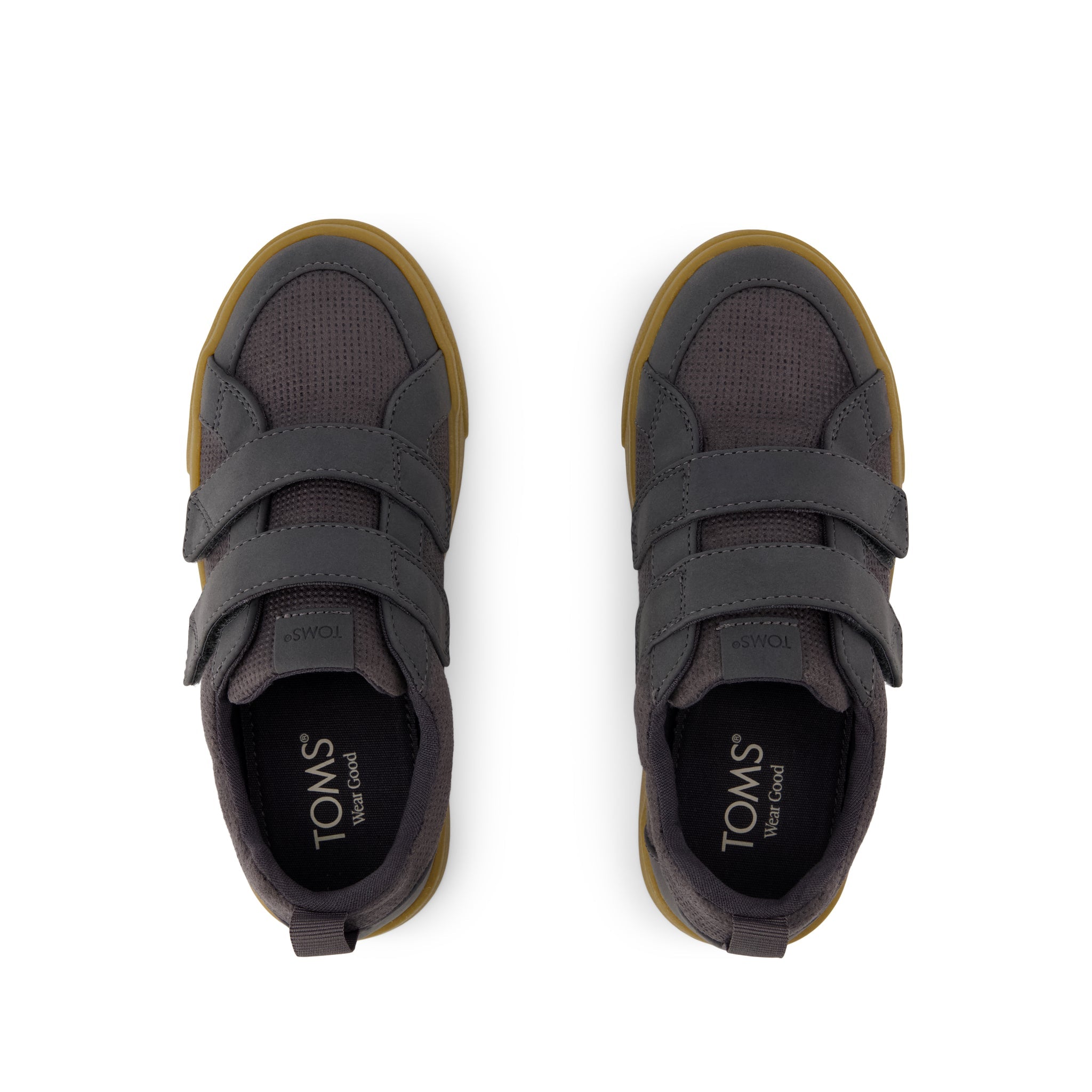 Cruz Double Strap Kids Sneaker - Forged Iron Deboss Suede Top View