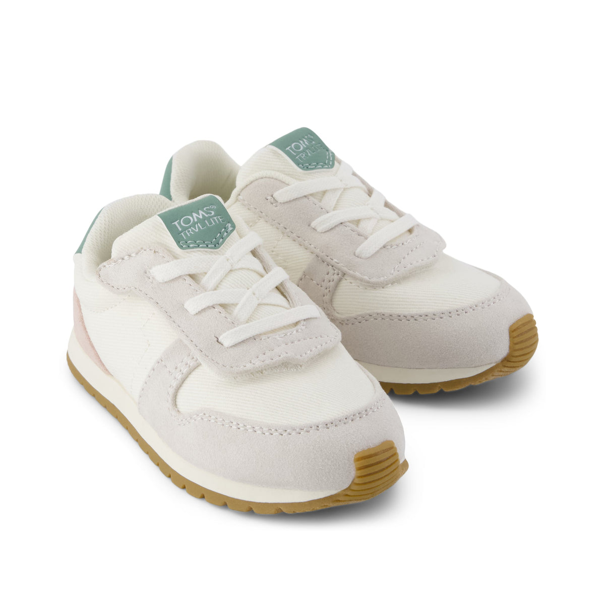 TRVL LITE Retro Runner Toddler Sneaker - Water Repellent Multi Egret Vintage Twill Front View