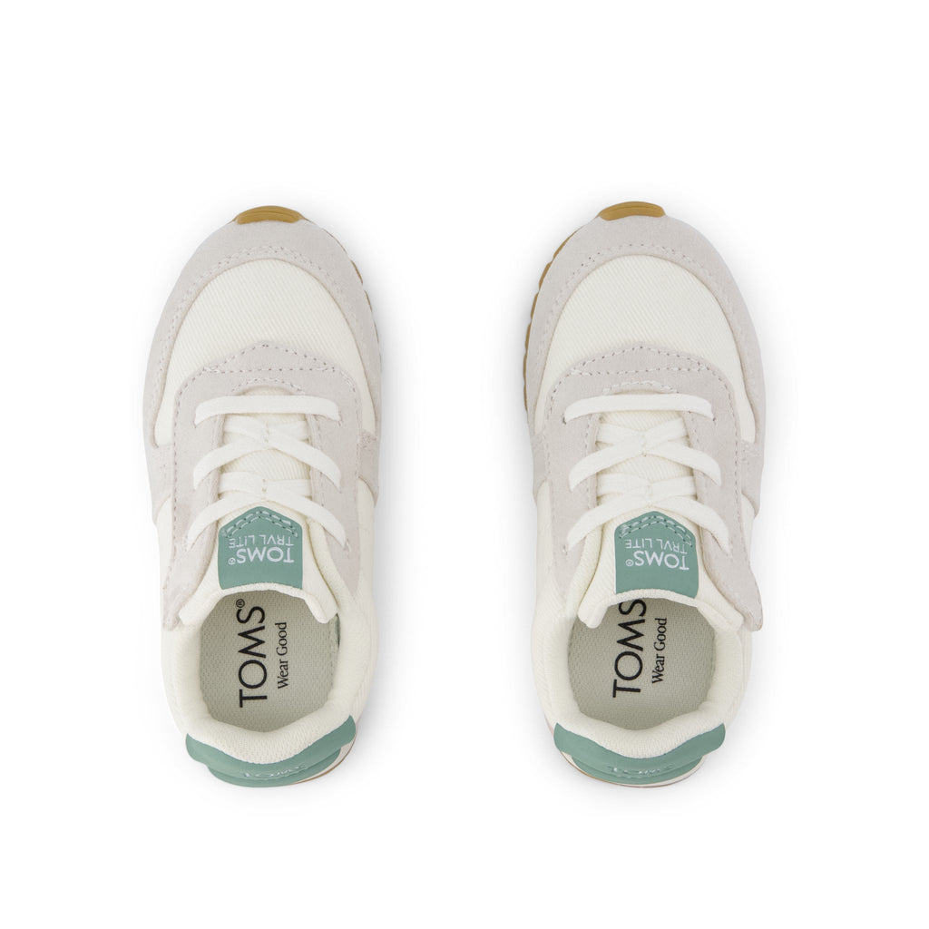 TRVL LITE Retro Runner Toddler Sneaker - Water Repellent Multi Egret Vintage Twill Top View