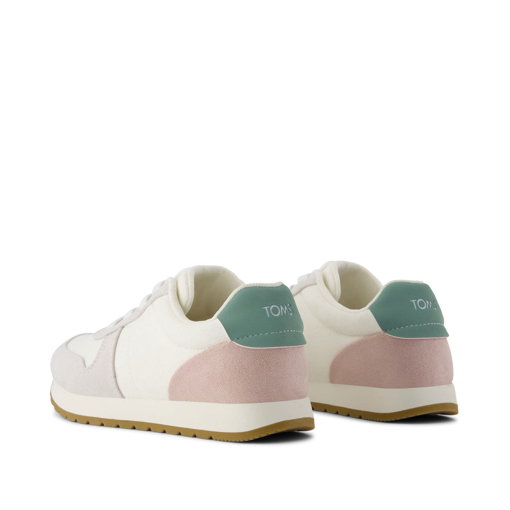 TRVL LITE Retro Runner Kids Sneaker - Water Repellent Multi Egret Vintage Twill Back View