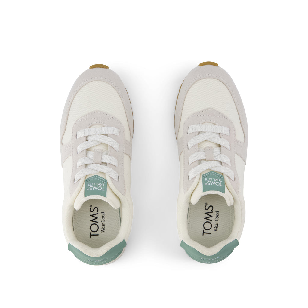TRVL LITE Retro Runner Kids Sneaker - Water Repellent Multi Egret Vintage Twill Top View
