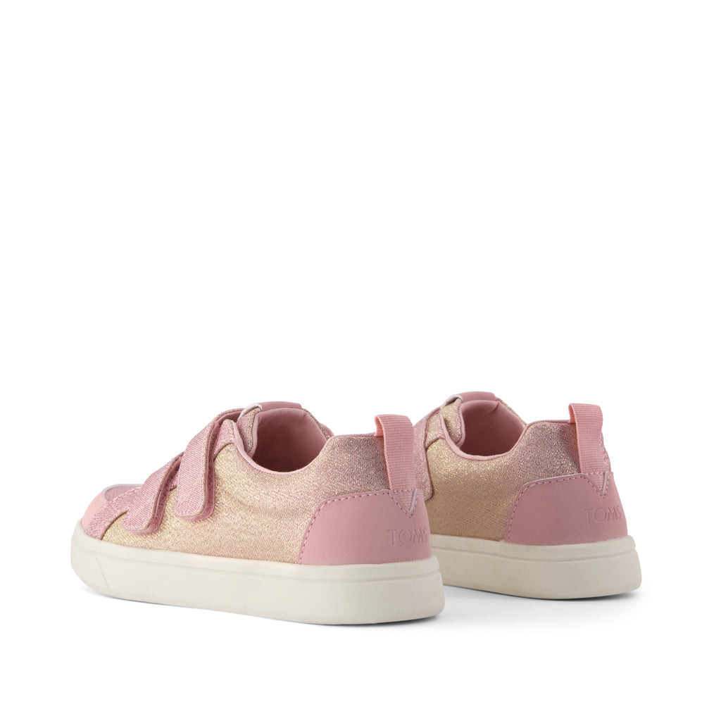 Cruz Double Strap Kids Sneaker - Pink Quartz Iridescent Woven Back View