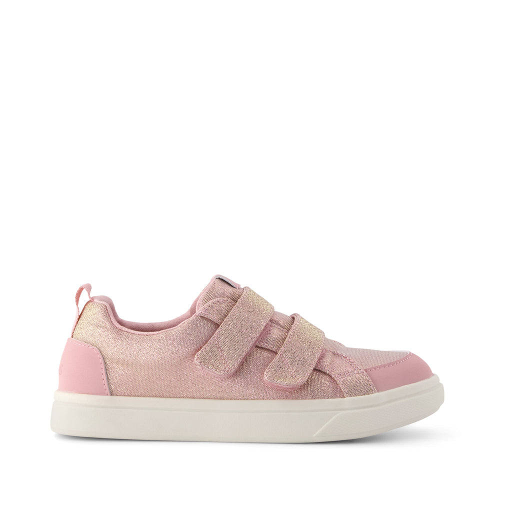 Cruz Double Strap Kids Sneaker - Pink Quartz Iridescent Woven Side View