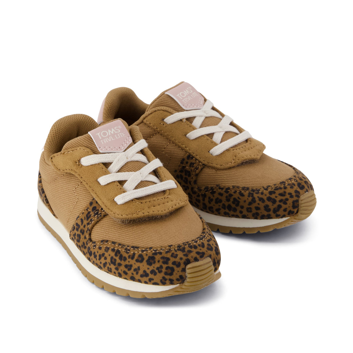 TRVL LITE Retro Runner Toddler Sneaker - Water Repellent Toffee Leopard Front View