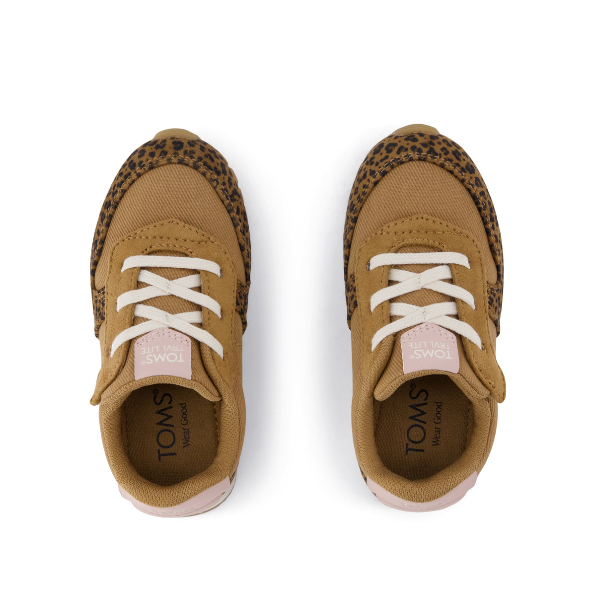 TRVL LITE Retro Runner Toddler Sneaker - Water Repellent Toffee Leopard Top View