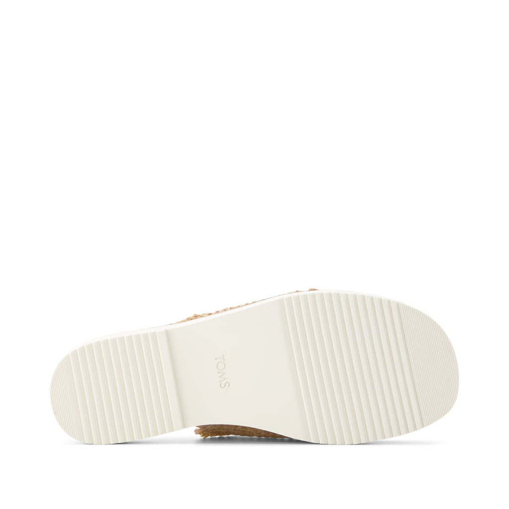 Mae Crossover Slide Sandal - Natural Metallic Rafia Bottom Sole View
