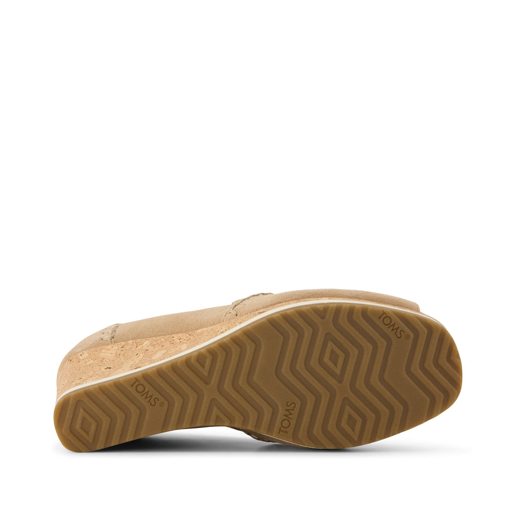 Essential Wedge - Taupe Deco Stitch Suede Bottom Sole View