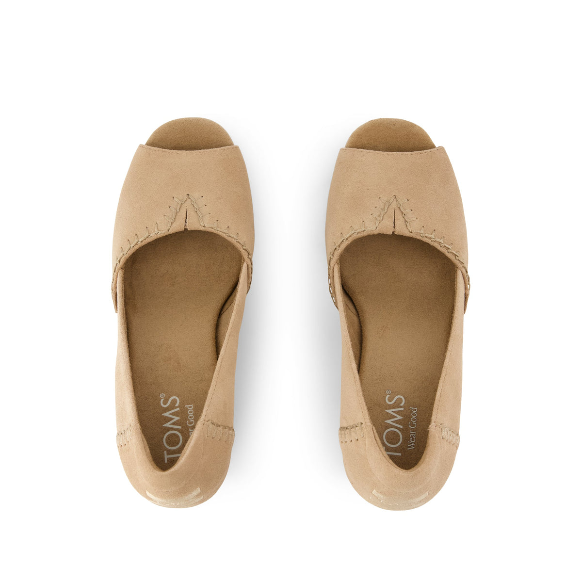 Essential Wedge - Taupe Deco Stitch Suede Top View