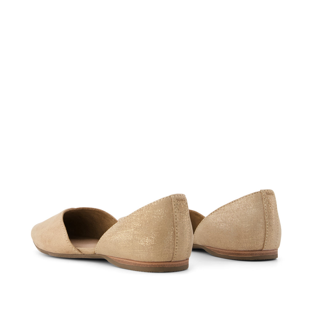 Gemma D'Orsay Flat - Taupe Metallic Crosshatch Suede Back View
